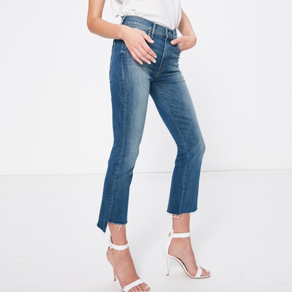 MOTHER The Insider Crop Step Frat Jeans, Not Rough Enough (Blue), Size 24